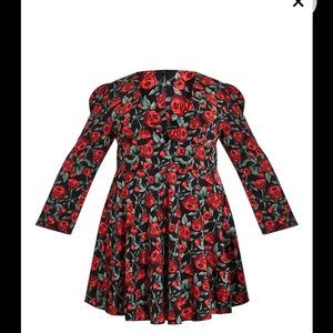 NWT Plus Black Rose Plunge Skater Dress